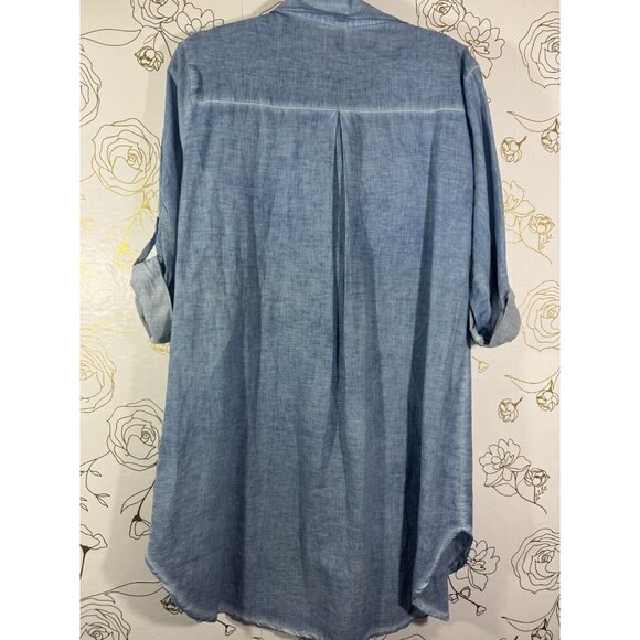 Venti6 Dress Women's Small Chambray Button Up Shirt Lagenlook 100% Cotton  08 - Picture 5 of 5